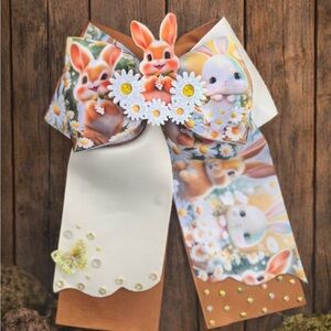 Easter Bunny Hair Bow with Daisies